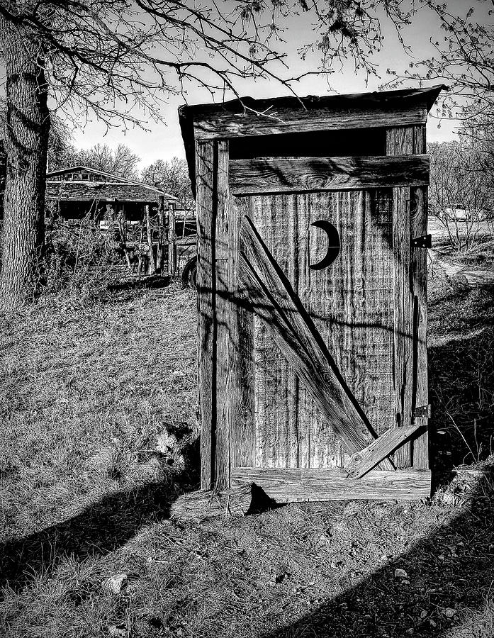Outhouse Black and White Photograph by Judy Vincent