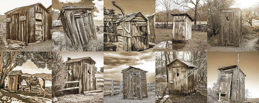 Outhouse Sepia Panel Horizontal Photograph by Don Schimmel