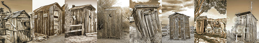 Outhouses Sepia Skinny Collection Photograph by Don Schimmel