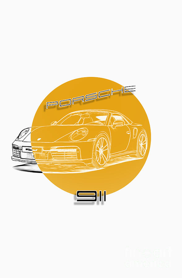 Outline Porsche 911 Brown Digital Art by Stefano Senise Outline Porsche 911 Brown Digital Art by Stefano Senise
