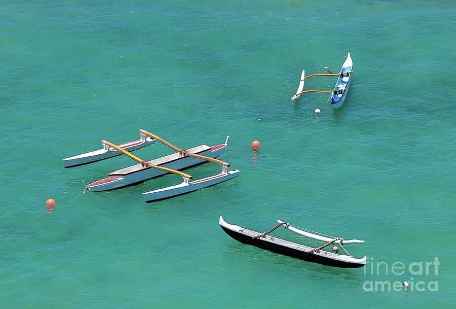 Boat Photograph - Outrigger Canoes Hawaii by D Davila