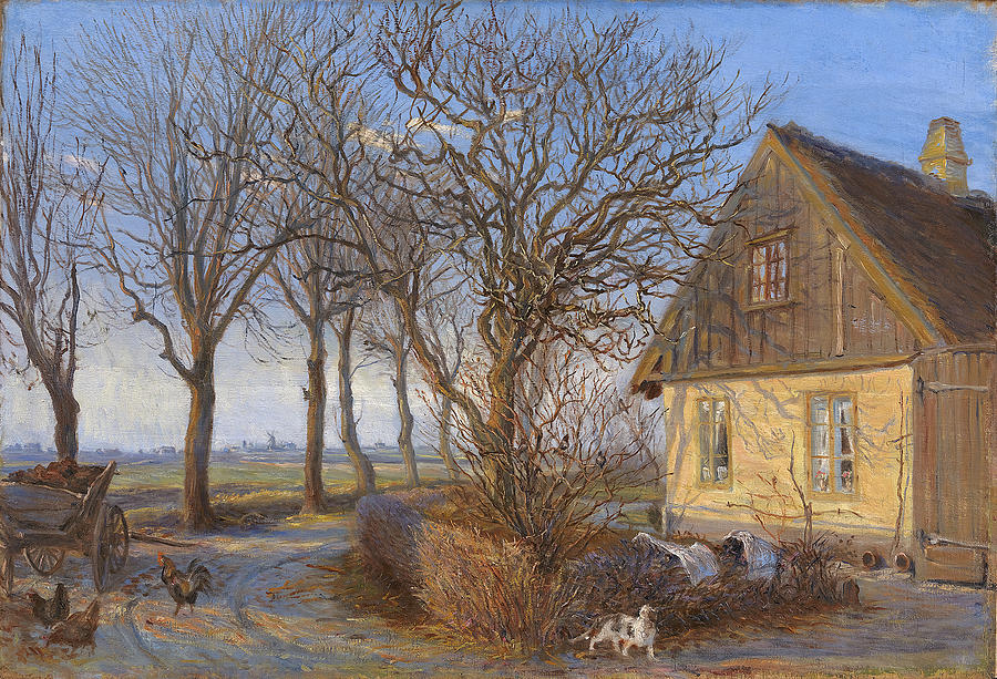 Outside a farmhouse. Maglebylille  Painting by Theodor Philipsen
