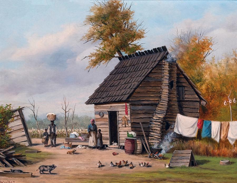 Pig Painting - Outside the Cabin by William Aiken Walker