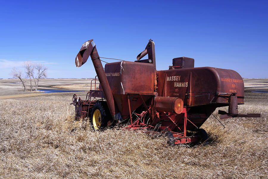Outstanding In Her Field  - Abandoned Massey Harris 90 Special Combine Photograph