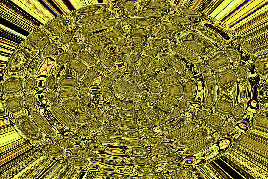 Oval Abstract Yellow And Black Digital Art by Tom Janca