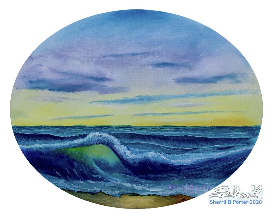 Oval Seascape Painting by Sherril Porter