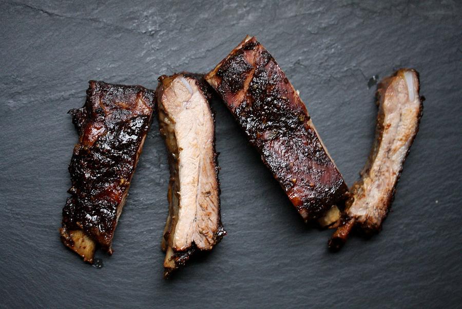 Oven baked pork ribs with tex-mex bbq sauce Photograph by Phoebe_Lapine