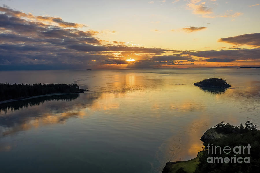 Deception Pass Photograph - Over Deception Pass Out to West Beach Sunset by Mike Reid