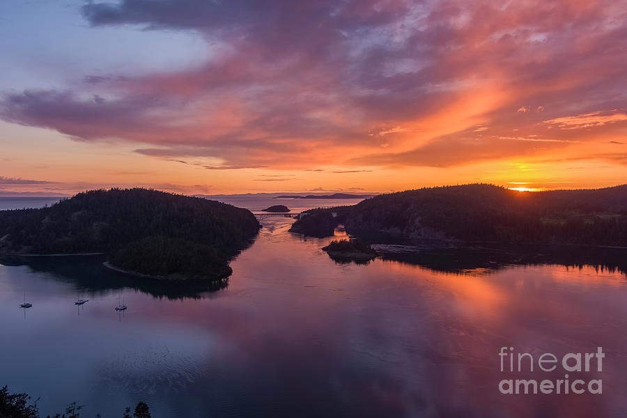 Over Deception Pass Sunset Light And Colors Photograph