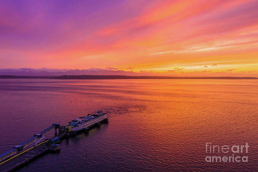 Summer Nights at sale the Edmonds Ferry Dock, Ferry, Washington, PNW, Sunset, night, reflections, colorful