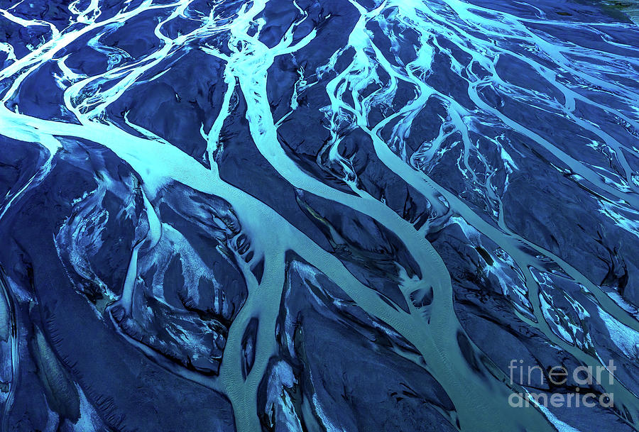 Over Iceland Electric Braided Rivers Photograph