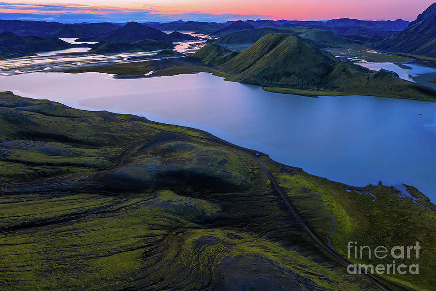 Over Iceland Highlands Blue Water Photograph