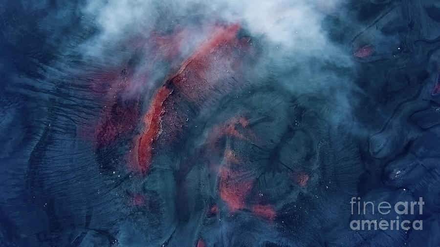 Over Iceland Red Crater Closeup Photograph