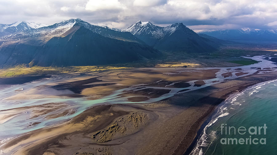 Over Iceland Stokknes Braided Rivers Photograph