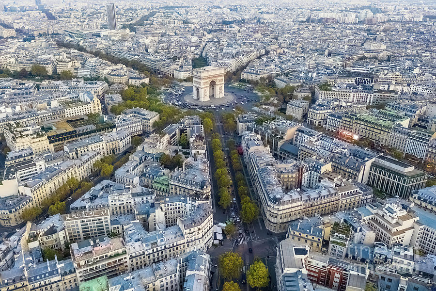Over Paris Arc De Triomphe Photograph