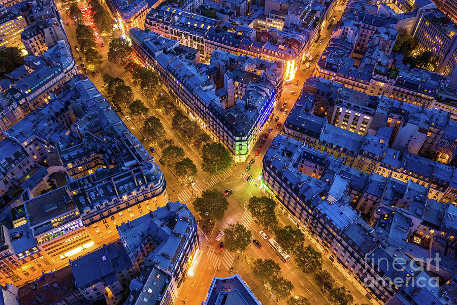 Over Paris Blue Arrondissement Photograph