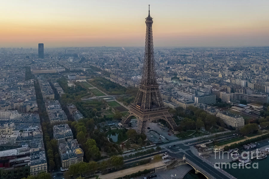 Over Paris Eiffel Tower And Champ Du Mars Photograph
