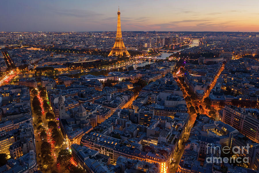 Eiffel Tower Photograph - Over Paris Night Landscape Leads to the Eiffel Tower by Mike Reid