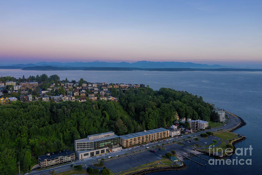 Over Seattle Alki Point Dawn Photograph