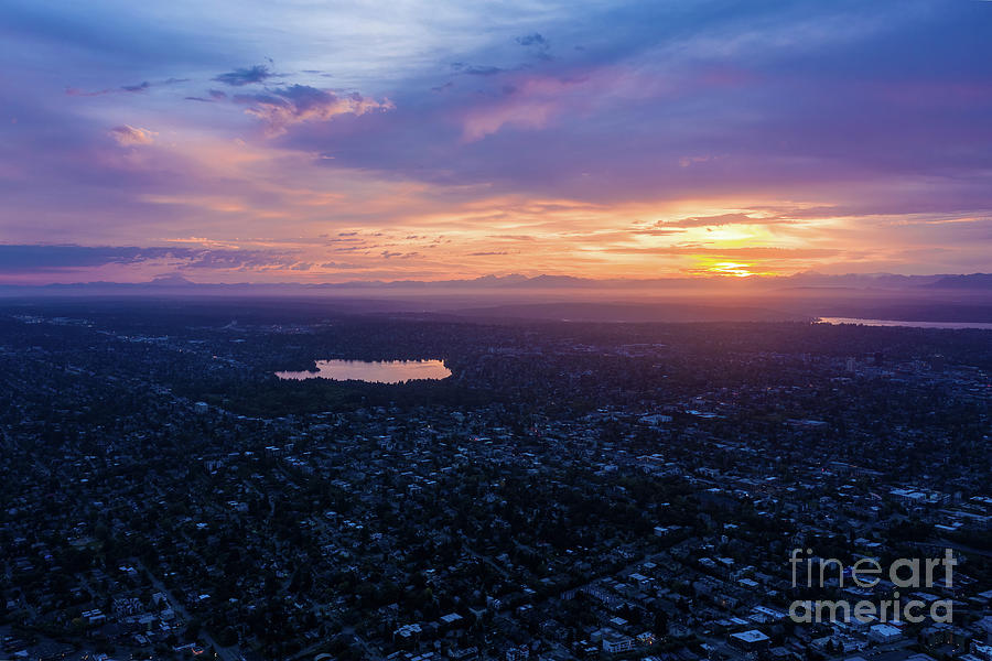 Over Seattle Greenlake Sunrise Photograph