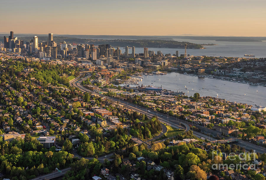 Over Seattle North Capitol Hill to Downtown Photograph by Mike Reid