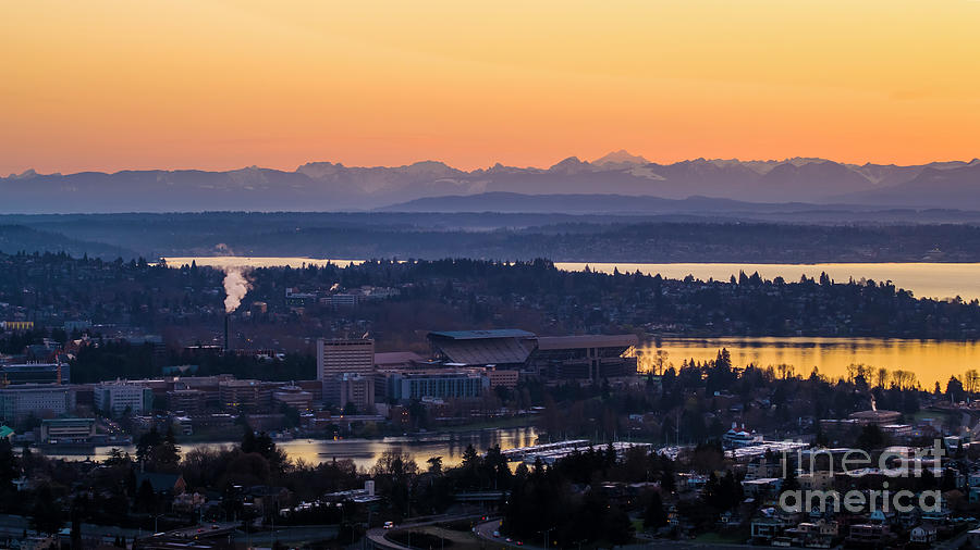 Over Seattle University of Washington to Lake Washington Photograph by Mike Reid