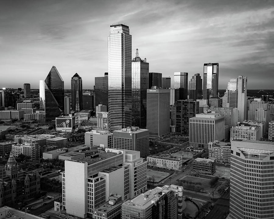 Over The Monochrome Dallas Skyline Photograph by Gregory Ballos