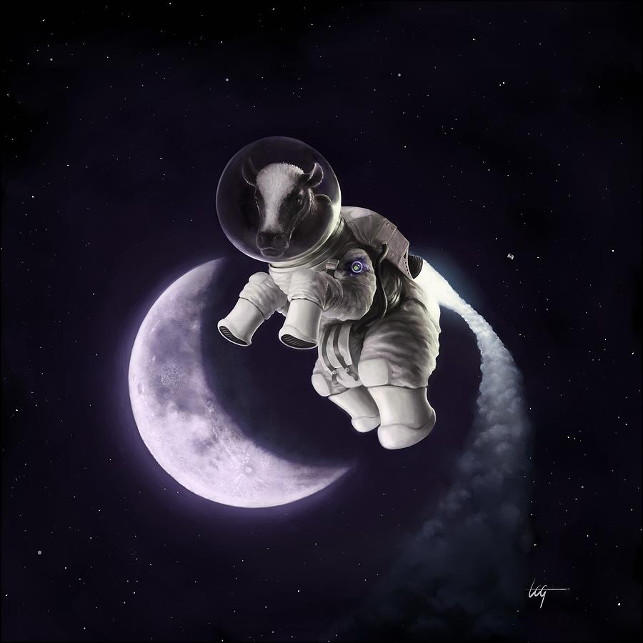 Over The Moon Painting by Tom Gehrke