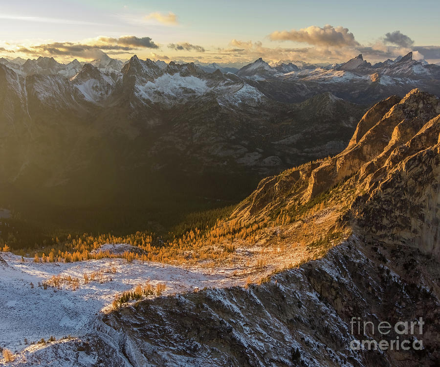Over The North Cascades Early Winters Spires And Larches Photograph