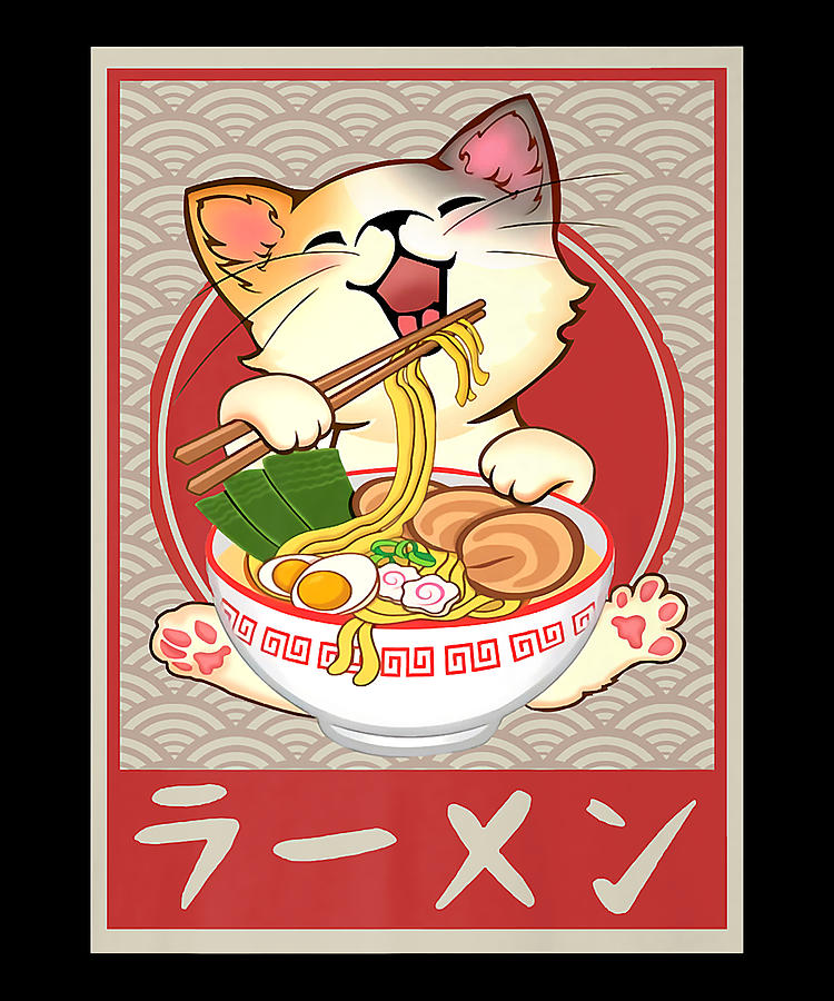 Overcome Hardship Cat Ramen Bowl Anime Japanese Noodles Kawaii Neko Girls T Premium Cute 6097