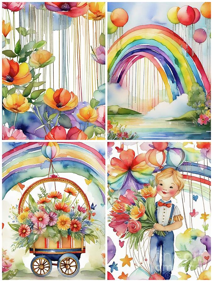 Overflowing love and rainbows Digital Art by Holly Winn Willner