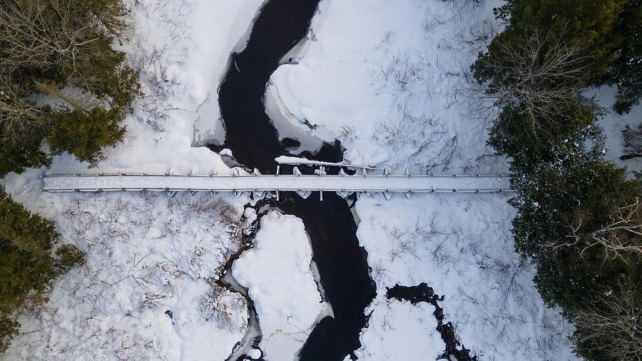 Overhead bridge view at Lake of the Clouds in Michigan winter Photograph by Eldon McGraw