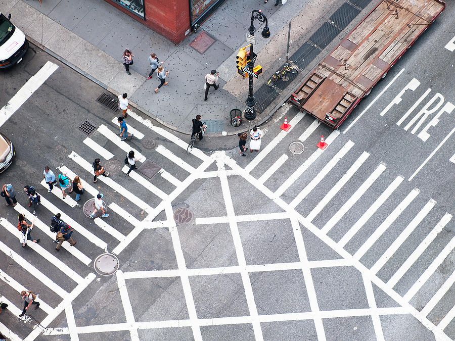 Overhead of crosswalk in New York City Photograph by William Andrew
