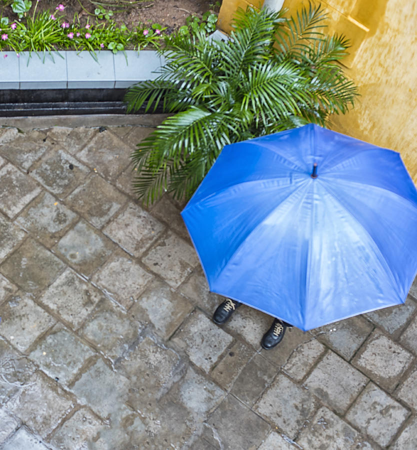 Overhead view Blue Umbrella Photograph by Lyn Holly Coorg