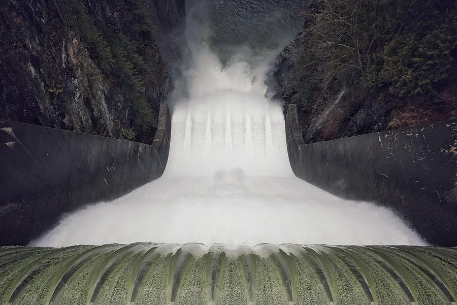 Overhead View of Water Release at Cleveland Dam Photograph by Yun Han Xu