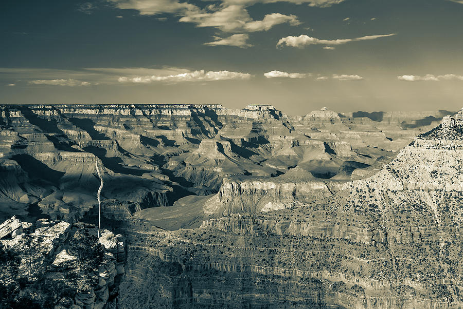 Overlooking Grand Canyon - Sepia Edition Photograph by Gregory Ballos
