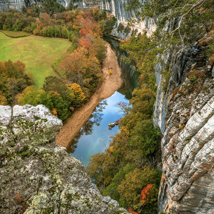 Overlooking Roark Bluff And The Buffalo River In Autumn Photograph by Gregory Ballos
