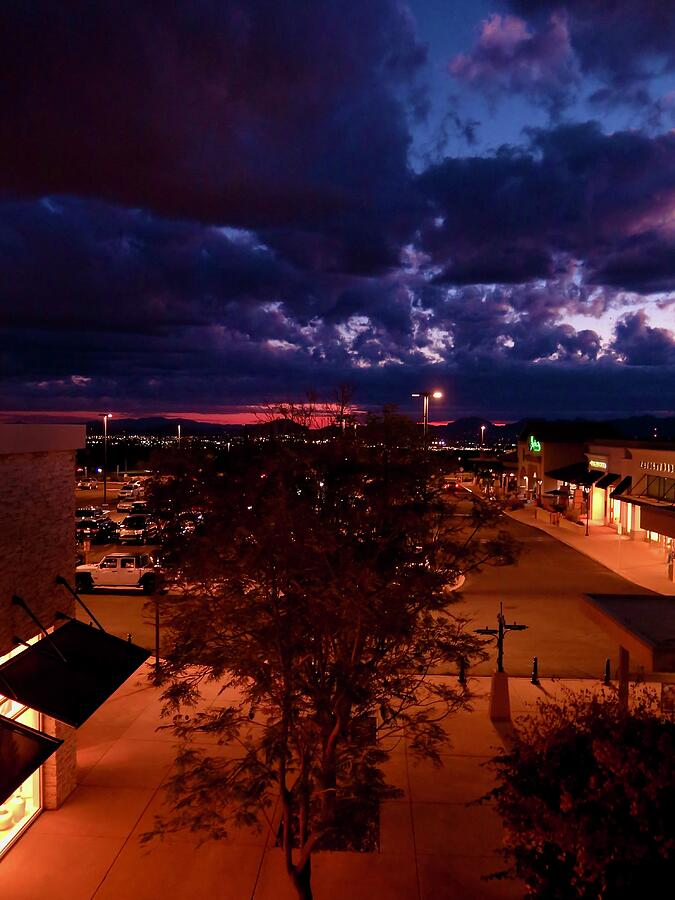 Twilight Photograph - Overlooking the Night Mall by Bonnie See