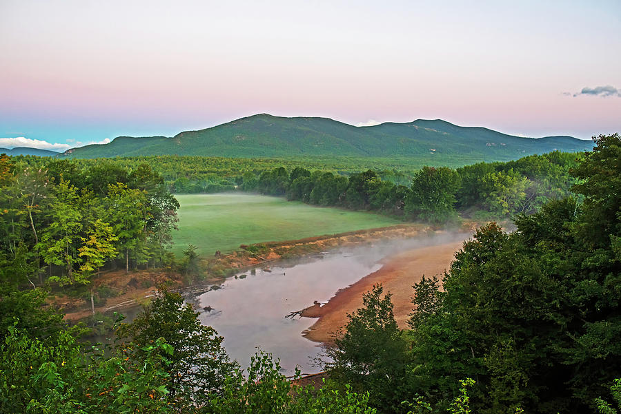 Overlooking the Saco River North Conway New Hampshire Saco Valley Overlook Misty Morning Photograph by Toby McGuire