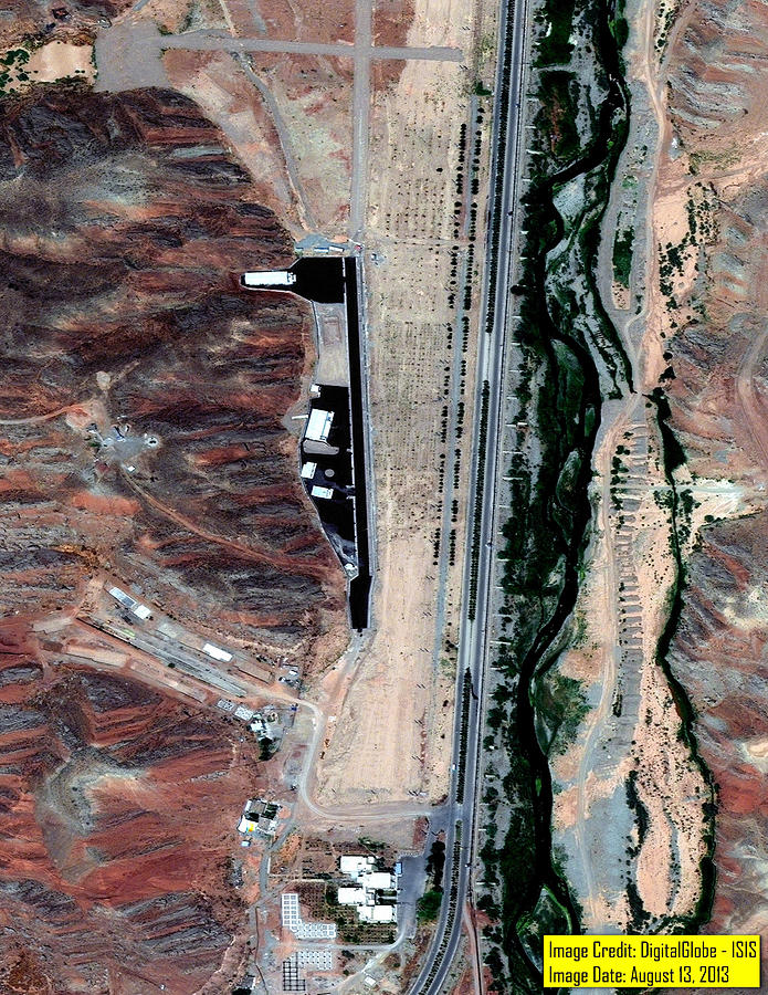 Overview of Parchin Nuclear Site in Iran suspected to be the location of high explosive tests related to nuclear weapons development. Photograph by DigitalGlobe/ScapeWare3d