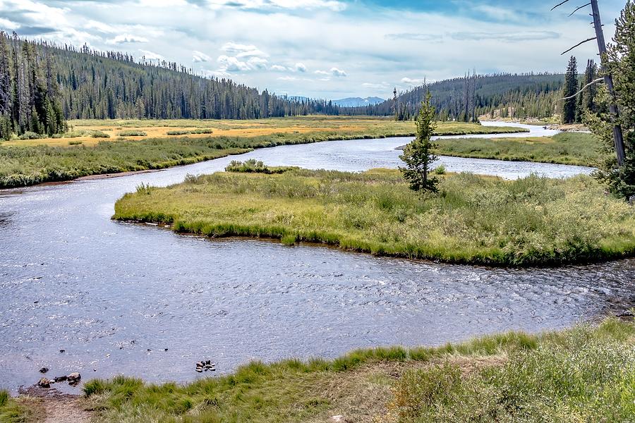 Overview prairie and rivers in Yellowstone National Park in Wyom Photograph by Alex Grichenko