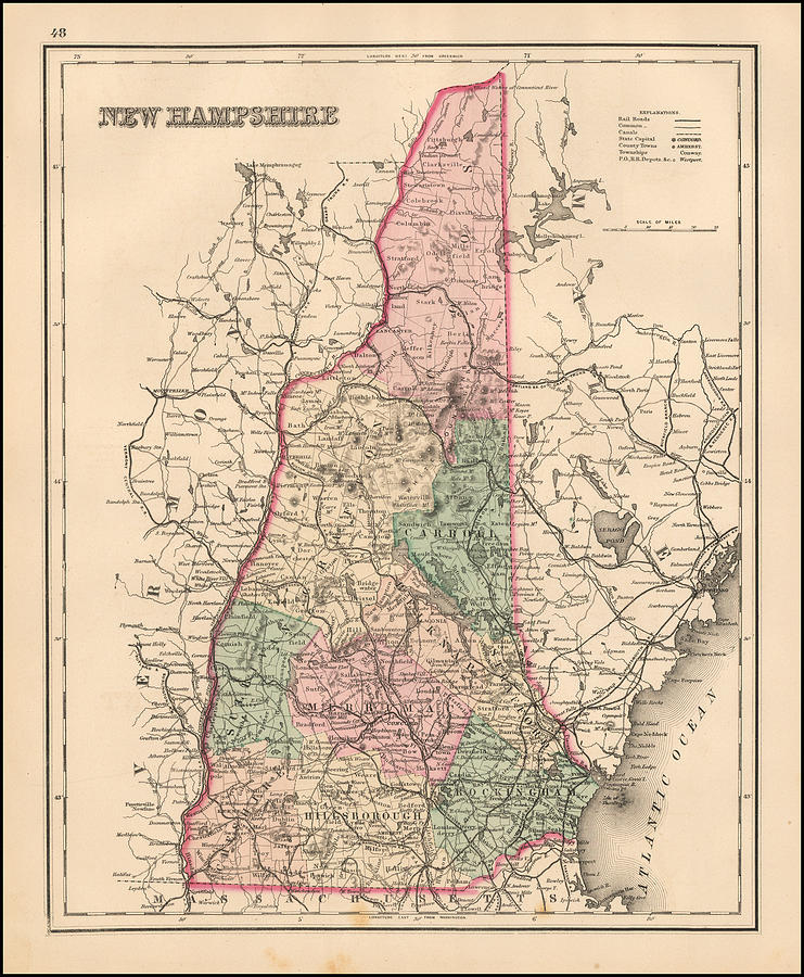 O.w. Gray, New Hampshire 1875 Drawing By Timeless Geo Maps - Fine Art 