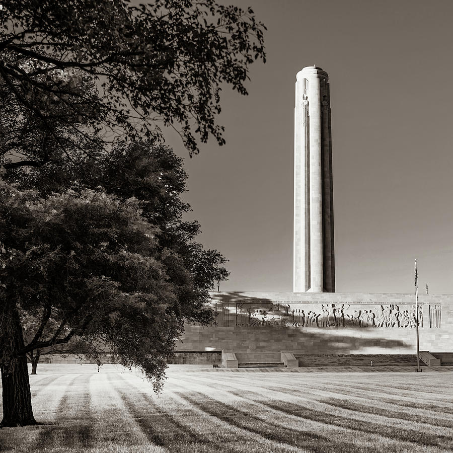 Tower of Remembrance - A Sepia Journey Along Kansas Citys Liberty Memorial Photograph by Gregory Ballos