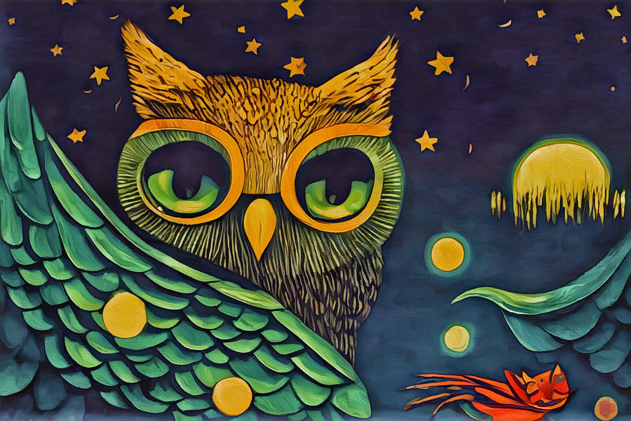 Owl 1 Mixed Media by Ann Leech