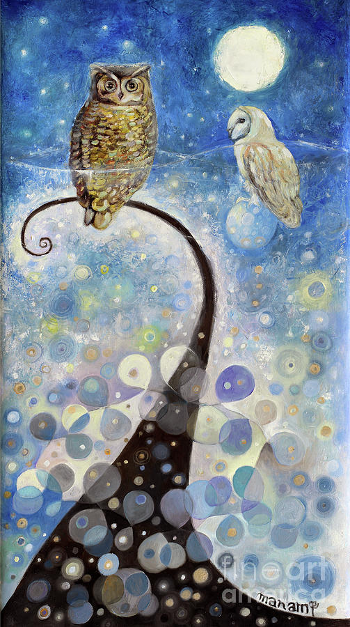 Owl Painting - Cosmic Connection by Manami Lingerfelt