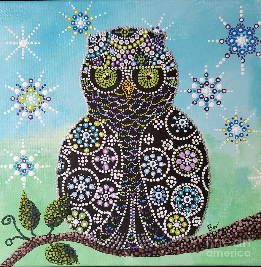 Owl dot art Painting by Beverly Livingstone - Fine Art America