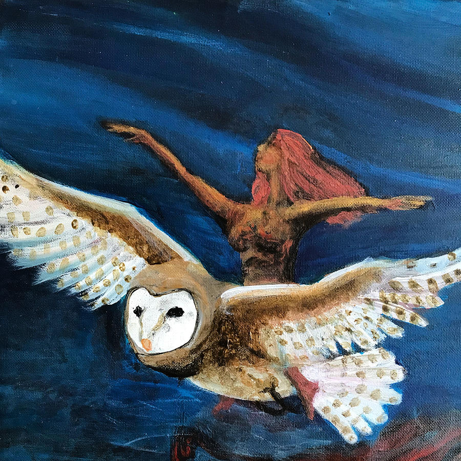 Owl Painting - Owl Flight by Sylvia Brallier