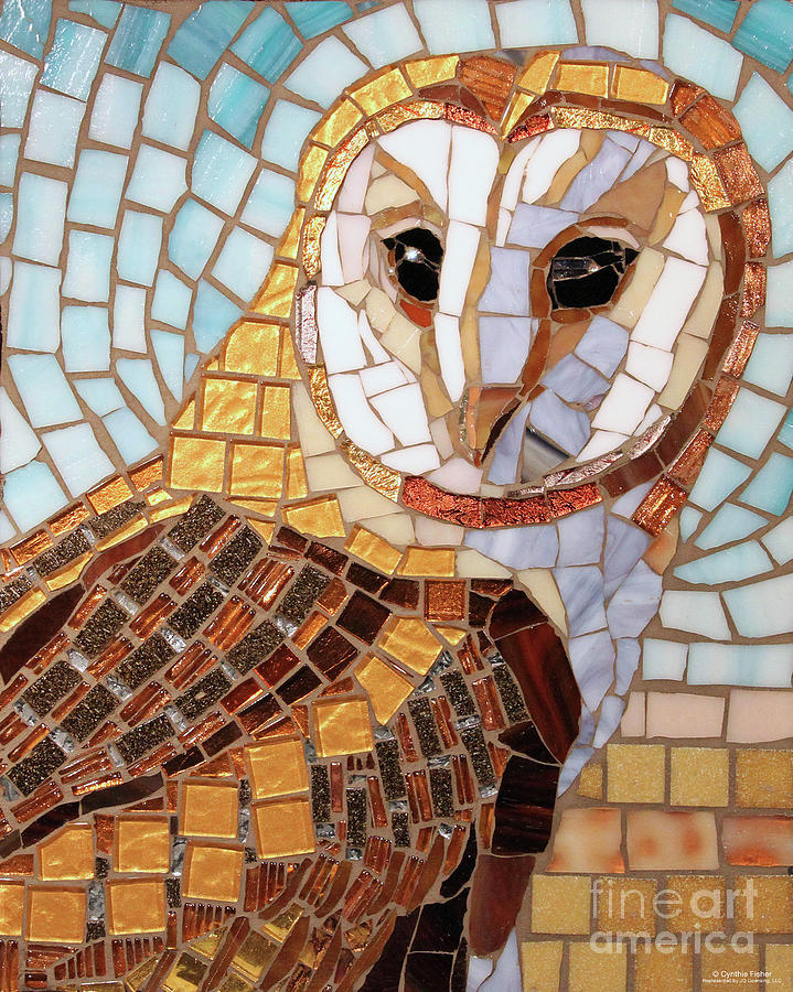 Owl Glass Mosaic Painting by Cynthie Fisher