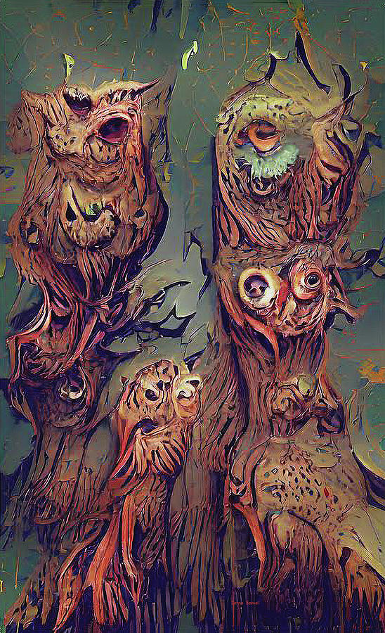 Owling in the forest   Digital Art by Dennis Baswell