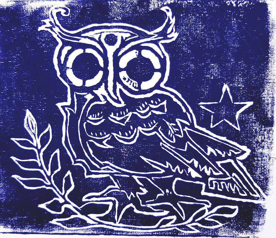 Owl In Indigo Painting by Sherry Ashby